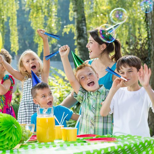 LCPQMZGH Metallic Fringed Noise Makers, for Noise Makers Party Favors, New Year Party, Baby Shower, Kids Birthday, 24 Pcs, Blue