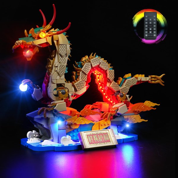 DALDED LED Lighting Kit for Lego Auspicious Dragon, LED Light Compatible with Lego 80112 Building Block Models (Remote Control Version)