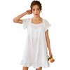 Nanxson Womens' Cotton Nightgown Short Sleeve Sleepwear Vintage Victorian Nightshirt Lounge Dress (Small, White)