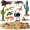 Jexine 25 Pack Desert Animals Figurines Set Model Trees Kit Desert Diorama Supplies Animals Figures with Tree and Cactuses Figurines Resin Insects for Kids Birthday Party Favors School Projects