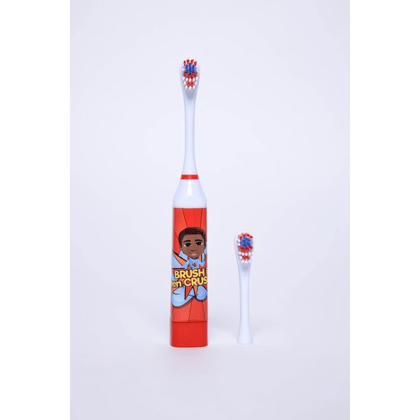 Our Reflections Kids Battery Powered, 2 Toothbrush Heads, Soft Bristles, Ages 3 and up. (John Electric Toothbrush, Red)