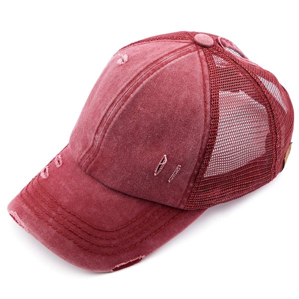 C.C Hatsandscarf Exclusives Washed Distressed Cotton Denim Ponytail Hat Adjustable Baseball Cap (BT-13)