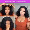 Wigs Human Hair Pre Plucked Lace Front Wigs for Black Women 180% Density Deep Curly Bob Wig Human Hair (4X4 Natural Black Color, 10 Inch)