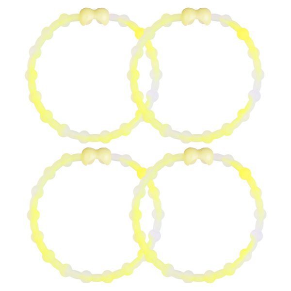 Clear Neon Yellow PRO Hair Ties: Easy Release Adjustable for Every Hair Type PACK OF 4