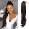 YOLANFAIRY 32 Inch Long Straight Drawstring Ponytail Extension Synthetic Hair Extensions Ponytail Natural Soft Fake Pony Tail Hair Pieces for Women (Dark Brown)