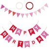 GOSUOA Red Happy Birthday Banner with 12Pcs Pennant Banner Flags,Paper Happy Birthday Bunting Banner for Kids Adults Birthday Party Supplies