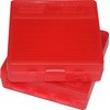 MTM P-100-9-29 Ammo Box 100 Round Flip-Top | Fits 9mm, 380 ACP | Easy to grip | Stackable, Snap Lock Latch | USA Made | Clear Red