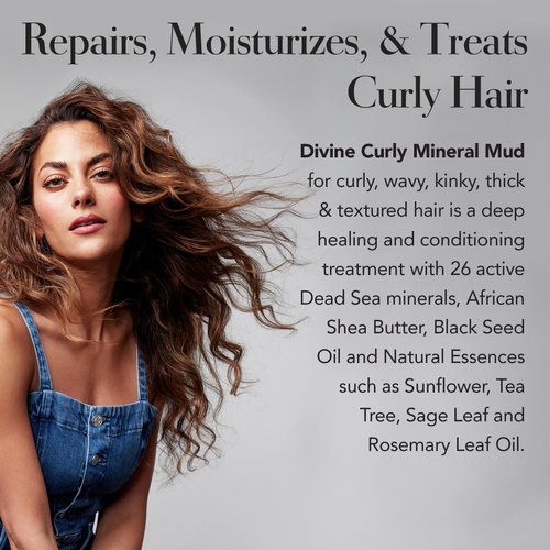 Saphira Divine Mineral Mud for Curly and Wavy Hair, Hair Moisturizer and Deep Conditioning Hair Mask for Shine and Bounce, Sulfate-Free, Paraben-Free, Vegan, 8.5 Ounce