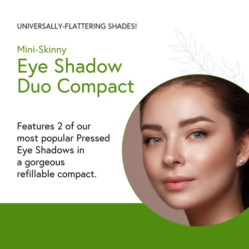 Honeybee Gardens Mini Skinny Duo Eye Shadow Compact in Canterbury and Porcelain, Longlasting, Refillable & Customizable, Vegan, 26mm Pans
