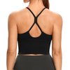 Lemedy Women Sports Bras Strappy Longline Fitness Padded Workout Yoga Running Crop Tank Tops (Black, Small)
