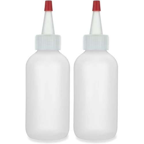 BRIGHTFROM Squeeze Hair Color Applicator Bottles with Red Top Cap, 4 OZ Empty Plastic Containers, Refillable, Leak Proof - Open/Close Nozzle - Multi Purpose/Coloring (Pack of 2)