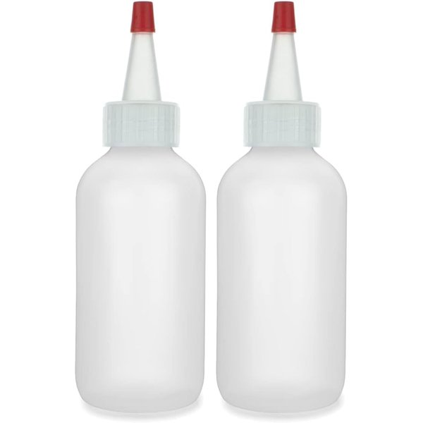 BRIGHTFROM Squeeze Hair Color Applicator Bottles with Red Top Cap, 4 OZ Empty Plastic Containers, Refillable, Leak Proof - Open/Close Nozzle - Multi Purpose/Coloring (Pack of 2)