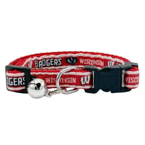 Pets First Collegiate Pet Accessories, Cat Collar, Wisconsin Badgers, One Size