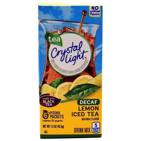 Crystal Light Lemon Decaf Iced Tea Natural Flavor Drink Mix, 12-Quart Canister (Pack of 6)