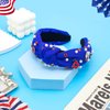 Ronglry 4th of July Headband for Women Patriotic American Flag Headband Red White and Blue Headband Crystal Heart USA Knotted Wide Headbands Independence Day 4th of July Accessories Gifts-Blue