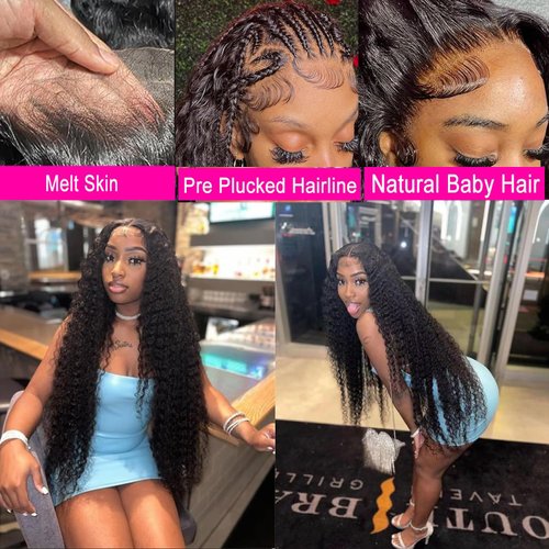 22 Inch Deep Wave Lace Front Wigs Human Hair 13x6 HD Lace Front Wigs Glueless Wigs Human Hair Pre Plucked with Baby Hair 13x6 Curly Lace Front Wigs Deep Wave Frontal Wig Wet and Wavy Wigs 200% Density