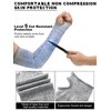 Janmercy 3 Pairs Elderly Arm Sleeves for Thin Skin Protective Arm Covers with Thumb Hole Arm Elbow Protectors from Abrasions Bruising Sun Exposure for Women Men (Black, Gray, Blue)
