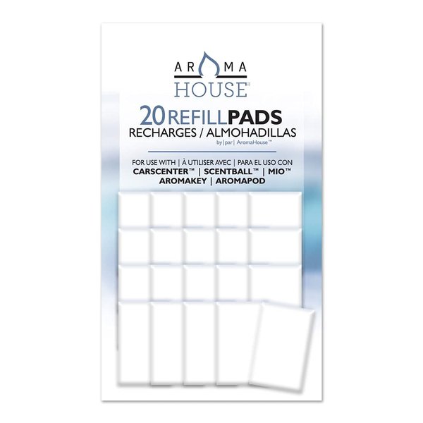 AromaHouse Aromatherapy Diffuser Unscented Refill Pads for Essential Oil for Use with ScentBall, Carsceter Aromakey, Aromapod & Mio 20 Pack