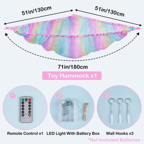 Beinou Stuffed Animals Net or Hammock Kids Toy Storage Organizer Holder Corner Stuffed Animals Storage Hanging Mesh For Kids Room Girls Playroom Decor