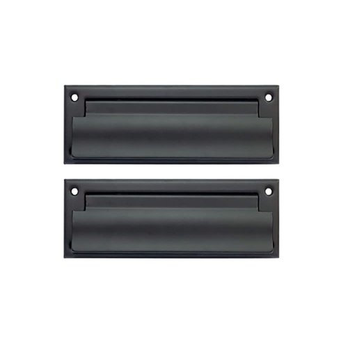 QCAA Solid Brass Mail Slot, with Solid Brass Interior Frame and Solid Brass Back Plate, 8-7/8''X2-7/8", Matte Black, 1 Pack, Made in Taiwan
