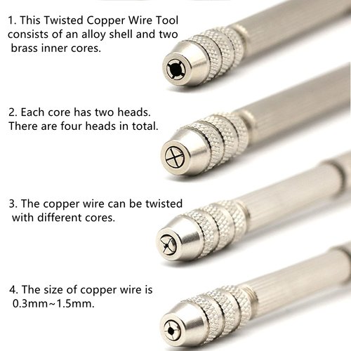 3PCS DIY Twisted Copper Wire Tool Winding Copper Wire for Jewelry Making, Artifact Handmade Antique Jewelry Accessories Mini Pin Vise Jewelry Making Tool (Tools&Copper)