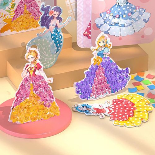 Mystoneer Poke Art Kits for Kids, Fabric Art Frenzy for Kids, Enchanted Fabric Art Set Crafts for Girls Ages 4-8, 6-8, 8-12, 5, 6, 7, 8, 10 (A-Princess Party)