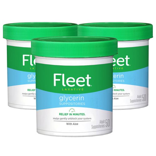 Fleet Laxative Glycerin Suppositories for Adult Constipation, 50 Count, 3 Pack