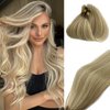 Highlights Nano Bead Hair Extensions Human Hair,18 Inch Colored #8/18/60 Brown to Ash Brown with Platinum Blonde 100% Natural Human Hair Extensions Nano Ring Remy Hair Extensions 50G/50S