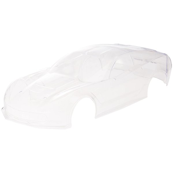 Body, Chevrolet Corvette Z06 (Clear, Requires Painting)/ Decal Sheet (Includes Side Mirrors, Spoiler, mounting Hardware)