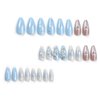 Hkanlre Medium Almond Press on Nails Blue Heart Fake Cute Nails Tips Full Cover False Bling Nails for Women and Girls 24PCS