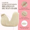 GOO GOO Clip in Hair Extensions Real Human Hair, 16inch 120g 7Pcs, 60A Platinum Blonde, Remy Human Hair Extensions Clip ins for Women, Natural Human Hair