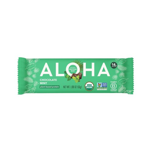 ALOHA Organic Plant Based Protein Bars, Vegan, Low Sugar & Carb, Paleo, Non-GMO, Gluten/Stevia/Soy Free, No Sugar Alcohols, Chocolate Mint, 1.98 Oz