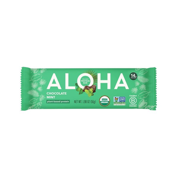 ALOHA Organic Plant Based Protein Bars, Vegan, Low Sugar & Carb, Paleo, Non-GMO, Gluten/Stevia/Soy Free, No Sugar Alcohols, Chocolate Mint, 1.98 Oz