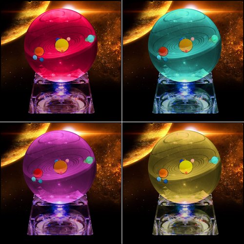 Solar System 3D Crystal Ball with LED lamp Base Clear 80mm (3.15 inch) Glass Birthday Gift for Kids, Teacher of Physics, Valentine's Day Gifts, Lover of The Universe, Boy/Friend, Classmates