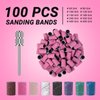 MelodySusie 100 Pcs Nail Drill Bits Sanding Bands for Nail Drill 180 Fine Grit Nail File Sanding Bands for Acrylic Nails Gel Manicures and Pedicure