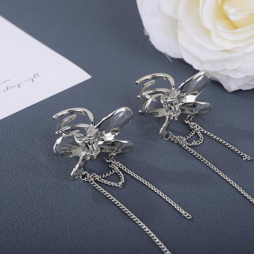Sither Butterfly Hair Claw for Women Girls Butterfly Hair Clip Headpiece for Halloween Party Hair Accessories Christmas Gift(2pcs) (silver)