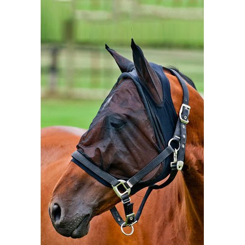 HORZE Soft Comfort Spandex Insect and Fly Mask for Horses - Black - Pony