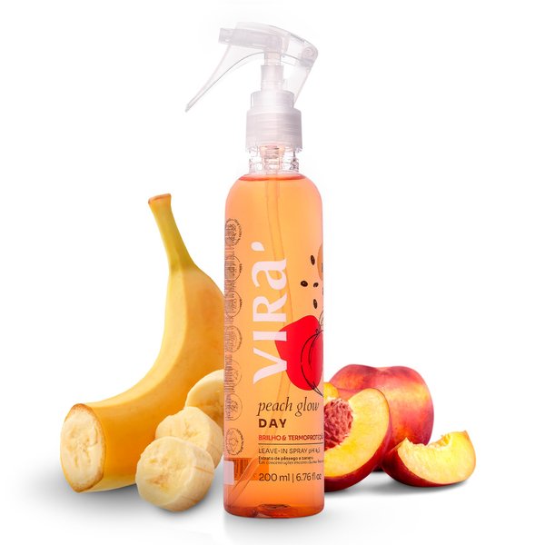 VIRÁ Shampoo and Conditioner Set - All Hair Types - Vegan, Cruelty Free, No Sulfates, Parabens and Petrolatum (Peach Glow Day Leave-in)