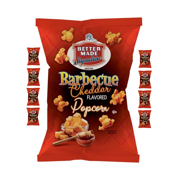 Better Made Special Popcorn (8) x Bags 2.5-2.75oz Each (Pack of 8) (BBQ CHEDDAR) - Adult Bulk Snacks, Kids Lunch, Delicious BBQ Cheddar Flavorerd Popped Popcorn, Family Owned Since 1930 in Detroit