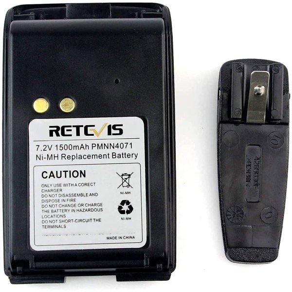 Retevis Walkie Talkie Battery Compatible with Motorola PMNN4071AR Mag One BPR40 A8 Two Way Radio Battery with Belt Clip Ni-MH 1500mAh 7.2V Rechargeable Battery (1 Pack)