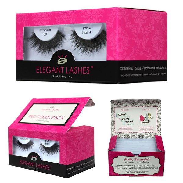 Elegant Lashes #RWSP Brown (Pro Dozen Pack - 12 Pairs) | Wispy False Eyelashes (Premium 100% Natural Human Hair Wispies)