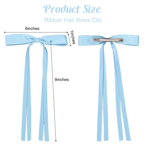 6 Pcs Hair Ribbon Bow Clips for Women Girls Hair Bows Tassel Hair Ribbons Bow Hair Clips Bowknot With Long Tail Hair Barrettes with Bow Accessories for Kids Teens Valentine's Day Gifts