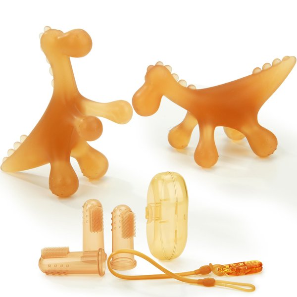 WAJIAYON 2 Pack Amber Oil Baby Teething Toys for Babies 0-6 Months,Silicone Baby teethers for Babies 3-6 Months,Freezer BPA Free Soft and Textured Baby Toys 6 to 12 Months,Chew Infant Toys