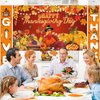 Thanksgiving Banners with 3 Pcs 71x43 Inch Happy Thanksgiving Backdrop & Give Thanks Porch Signs Hanging Ribbon for Door/Wall/Yard Decorations, Fall Party Supplies, Photography Background