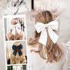 2Pcs Big Satin Hair Bows for Women Girls 8 Inch Barrette Hair Clip Long Black Silk Ribbon bride Wedding Bows French Style Hair Accessories (Black+White-A)