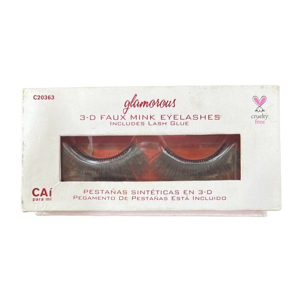 Generic Glamorous 3-D Faux Mink Eyelashes, Includes Lash Glue, C20363, Black