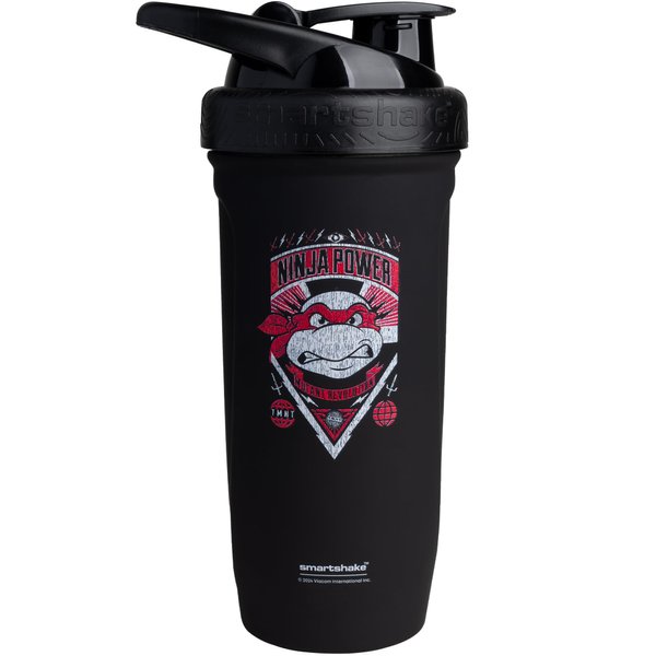Smartshake TMNT Ninja Power Reforce Stainless Steel Protein Shaker Bottle 900 ml | 30 oz - Leakproof Screw-on Lid - BPA Free – Unisex - Non Insulated - Black