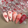 Valentines Day Nail Art Stickers Decals, Love Heart Nail Decorations, 3D Self-Adhesive Laser Red White Hearts Roses Lips Nail Supplies, Valentines Nail Accessories for Women Girls 8 Sheets