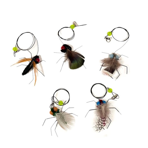 Tutuone Cat Feather Toy Refills Flies with Cord 5pcs Interactive Cat Toy Kitten Toys Teaser Wand Attachments Refills Cat Fishing Pole Toys (5pcs Refills)