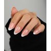 Press On Nails Short, 16 Sizes 32pcs, Almond Fake Nails Glossy, Nail Glue Included (French)